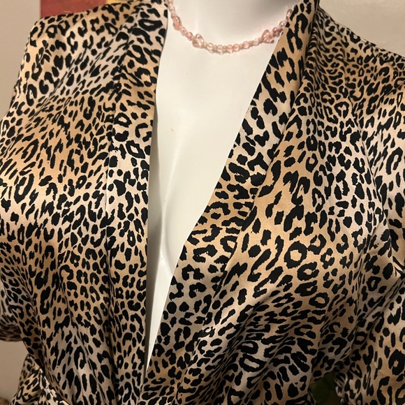 Leopard Print Satin Kimono Robe - Picture 2 of 3